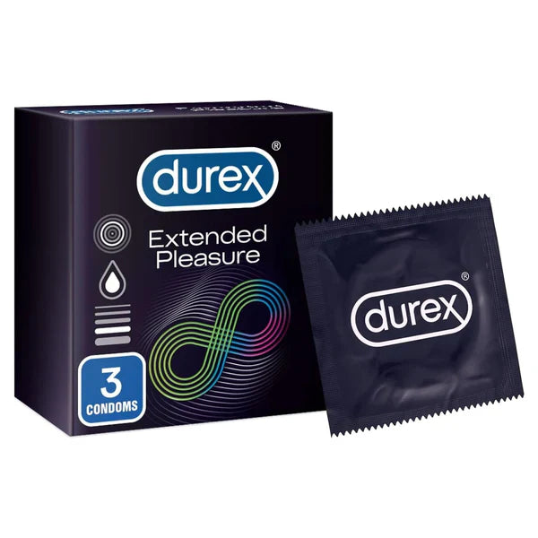 Durex Extended Pleasure Longer Lasting Condoms, 3-Pack Durex
