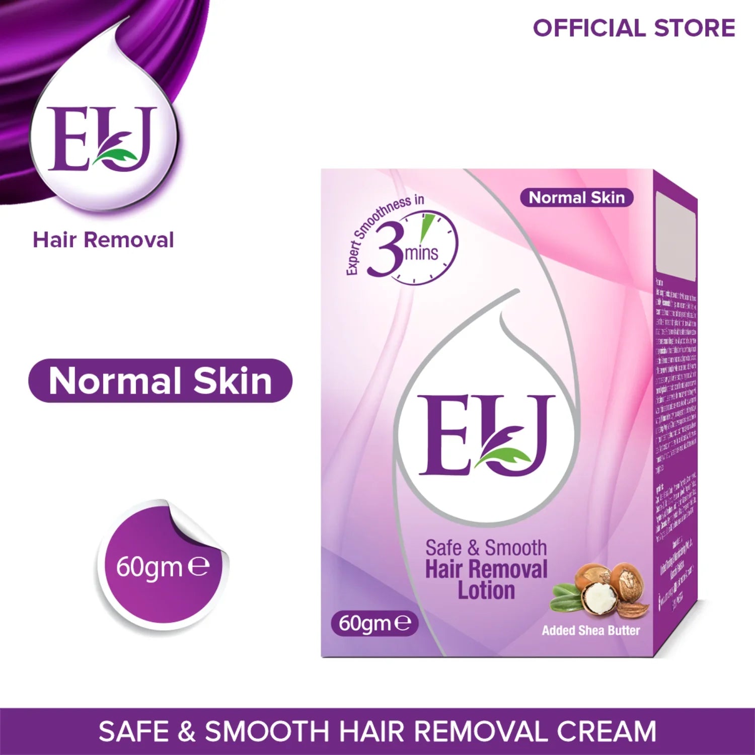EU Safe & Smooth Normal Skin Hair Removal Lotion 60g EU