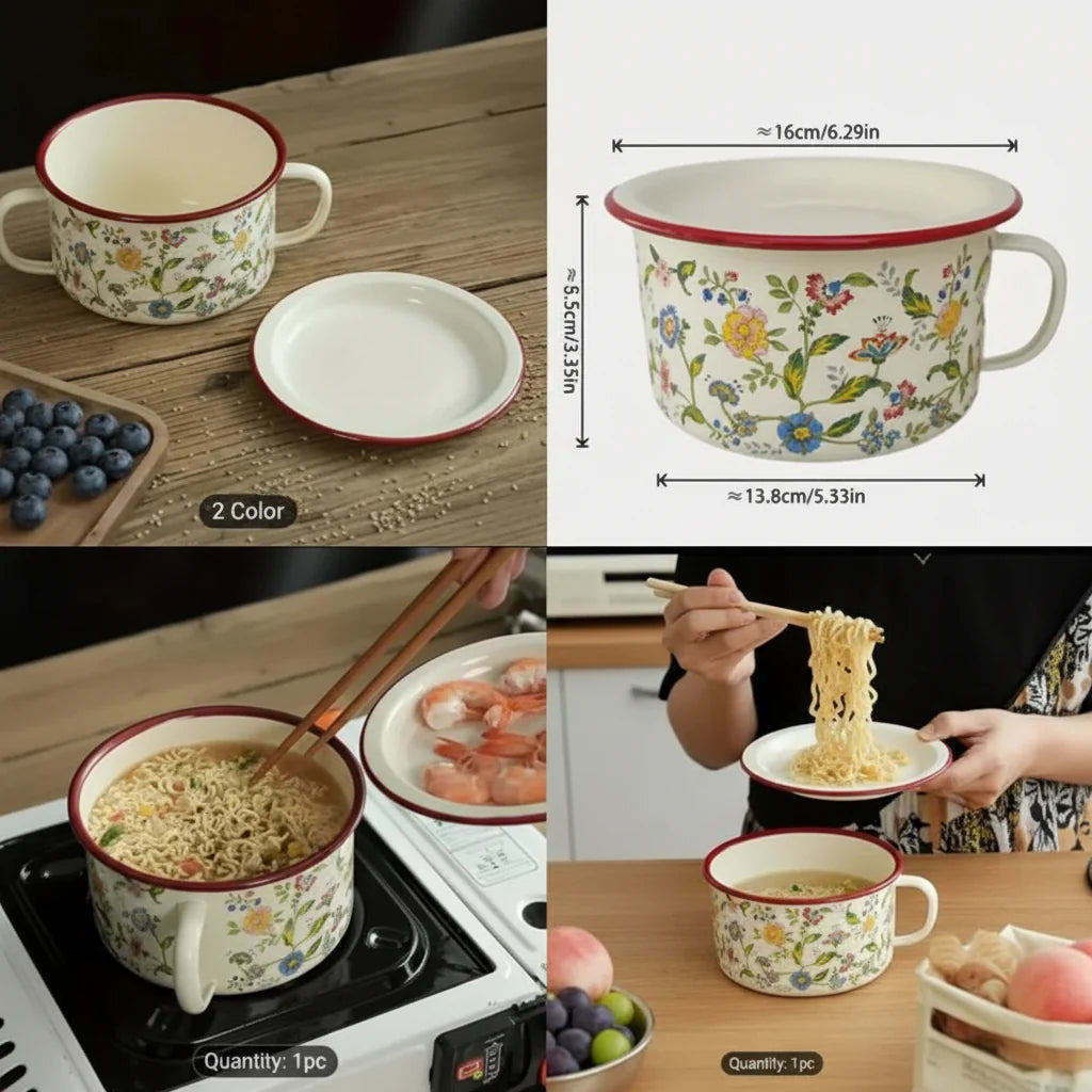 Thick Painted Porcelain Soup Bowls with Handles and Lids Cosmia.pk