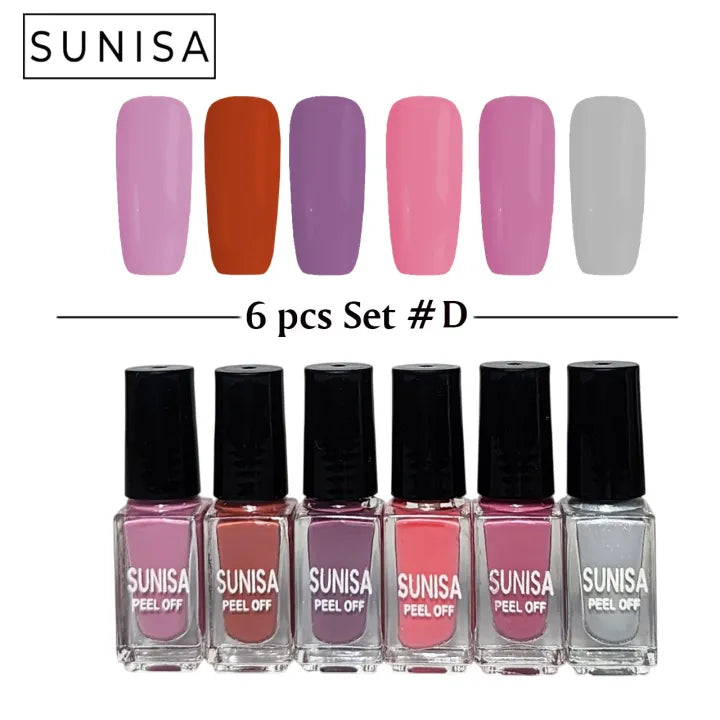 New Sunisa 6pcs Set Matte Nail Polish / Peel Off Sunisa
