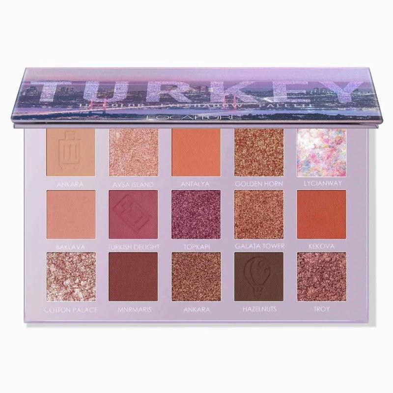 15 Colors Turkey Focallure Professional Glitter Eyeshadow Palette Focallure