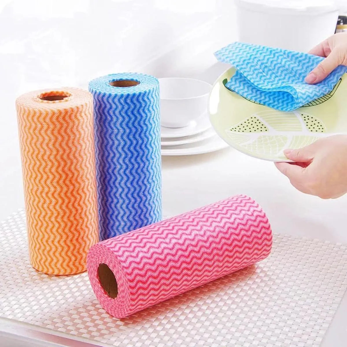 (1 Roll x 50 Tissues) Fabric Reusable Super Absorbent Paper Towel Cosmia.pk