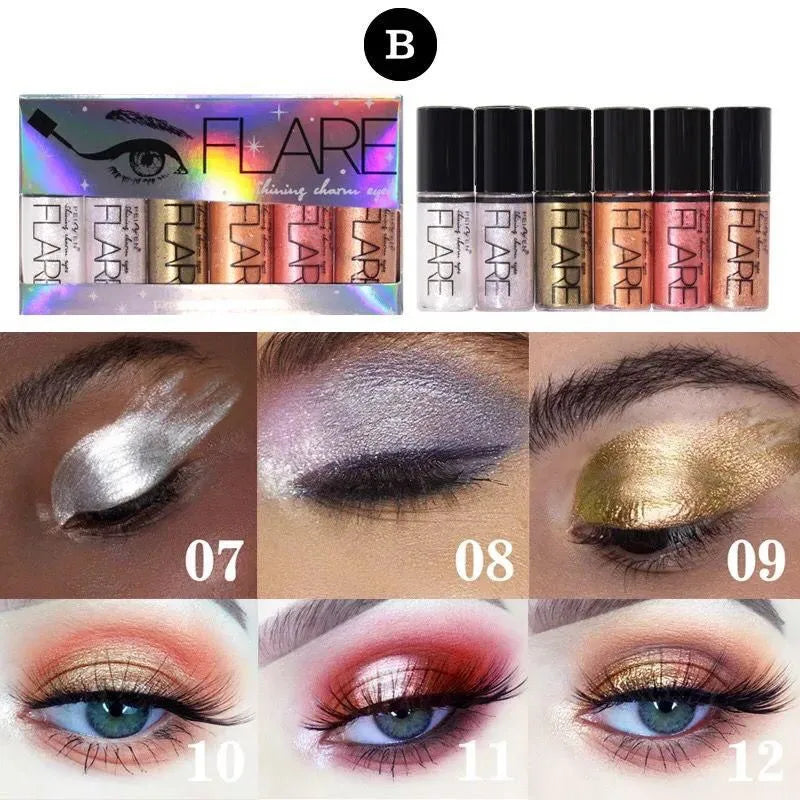 Flare Glitter Eye Shadow - 6Pcs Flare