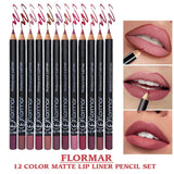 Flormor WaterProof Lip Liner Pencil - 12Pcs
