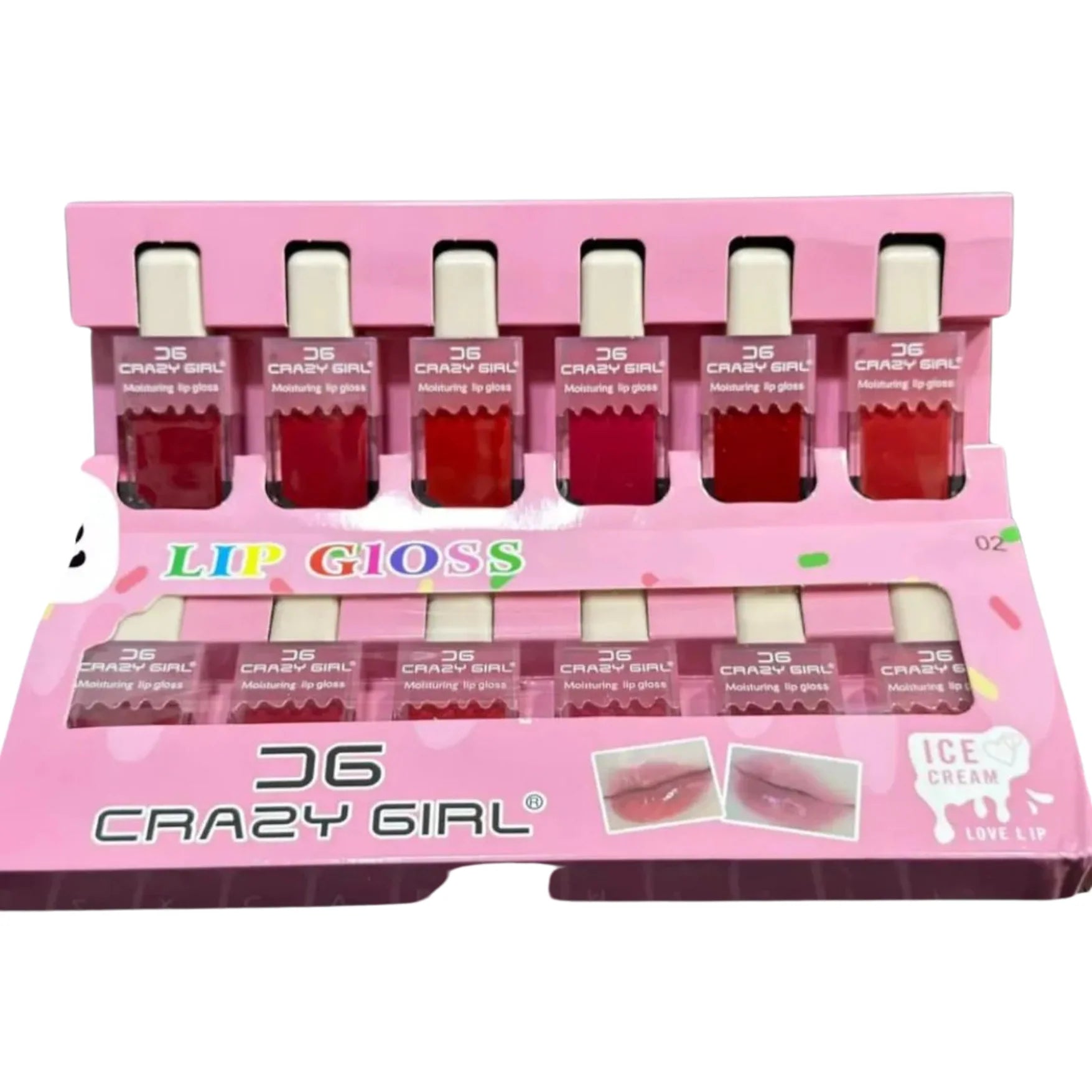 Crazy Girl Waterproof Long Lasting Ice Cream Lip Gloss Pack of 6 Crazy Girl