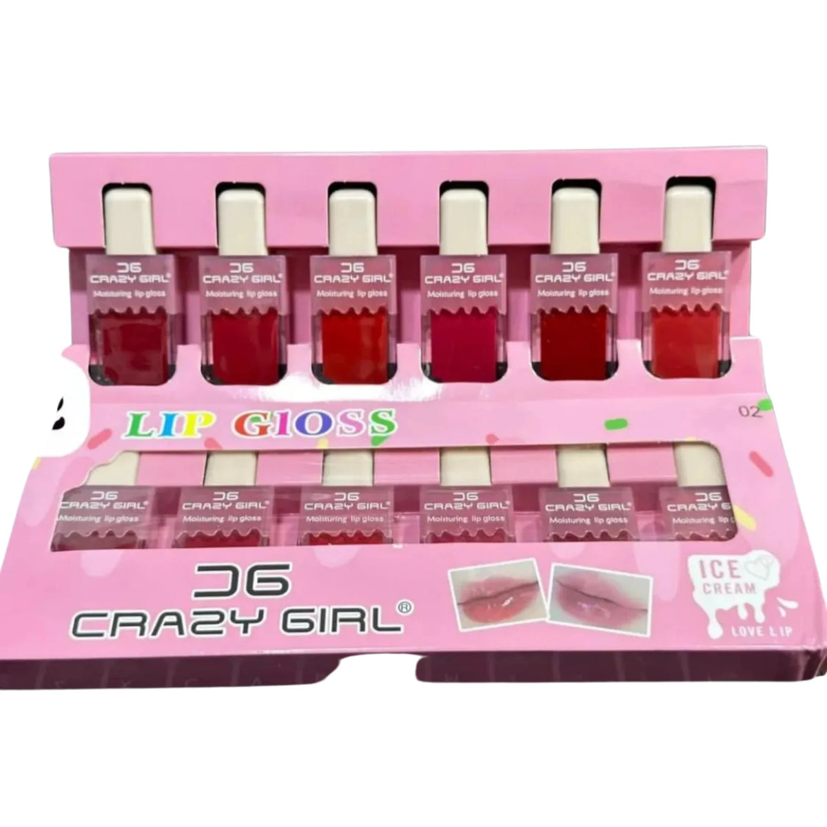 Crazy Girl Waterproof Long Lasting Ice Cream Lip Gloss Pack of 6 Crazy Girl