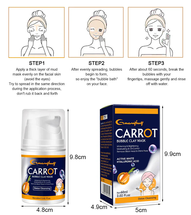 GUANJING Remove Black Head Shrink Pores Clean Skin Carrot Bubble Clay Guanjing