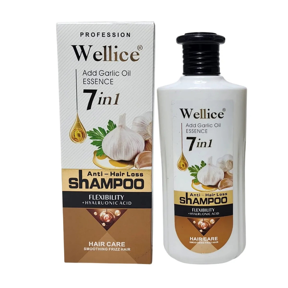 Wellice 7 in 1 Anti - Hair Loss Garlic Hyalruonic Acid & Soothing Frizz Shampoo 400g Wellice