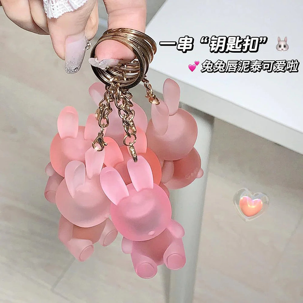 Gege Bear Cute Rabbit Velvet Lip Mud keychain style Gege Bear