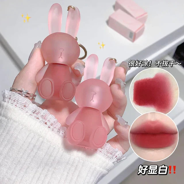 Gege Bear Cute Rabbit Velvet Lip Mud keychain style Gege Bear