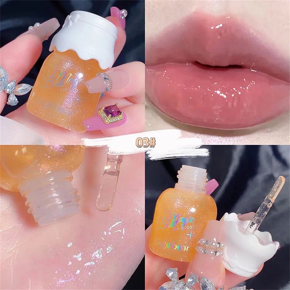 Gege Bear Lip Honey Gloss Set Moisturizing Mirror Shine Gege Bear