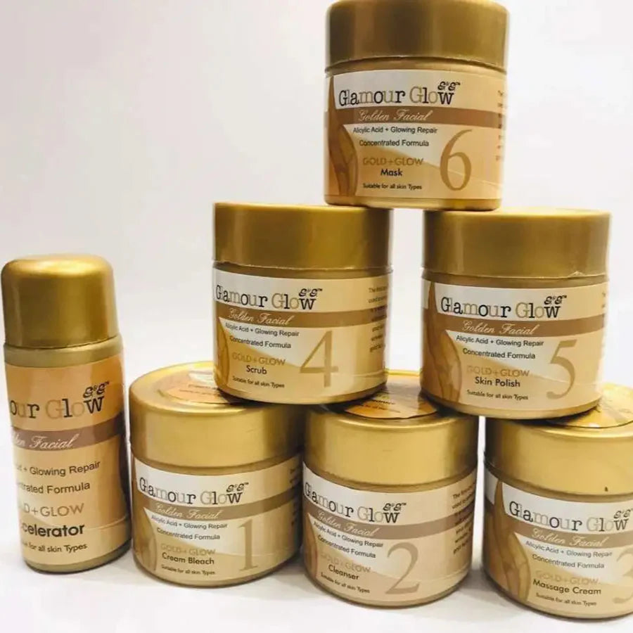Glamour Glow Gold Facial Kit 7 in 1 – Professional Facial Kit 100ml Glamour Glow