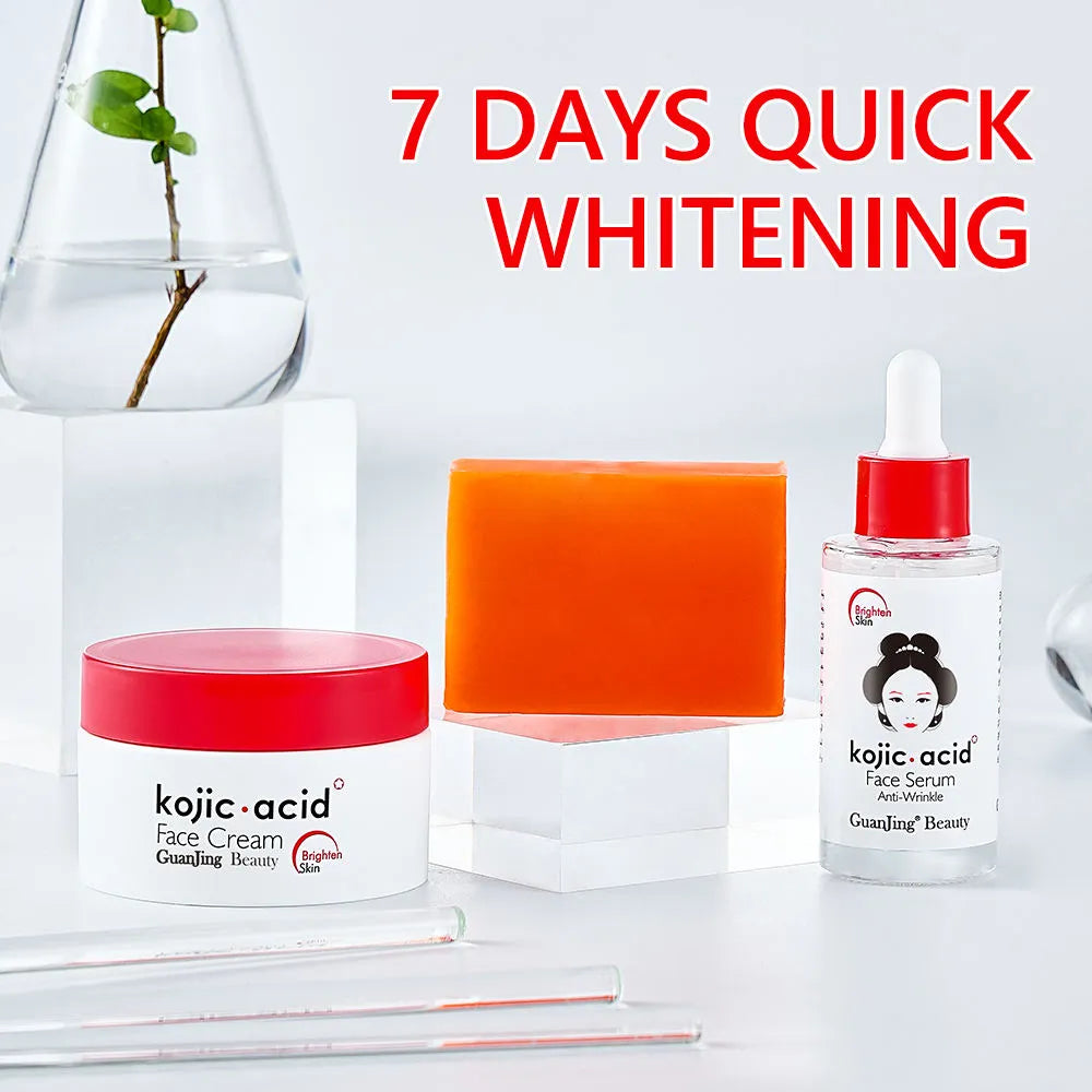 Guanjing Kojic Acid Whitening 3pc Skin Care Set for Brighten Skin Guanjing