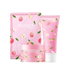 Pack Of 3 Bioaqua Peach Glowing Skin Care Set Bioaqua