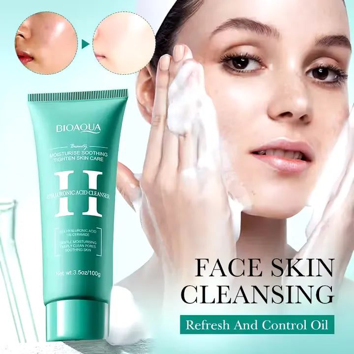 BIOAQUA Hyaluronic Acid Deep Cleaning Acne Oil Control Facial Cleanser - 100g Bioaqua