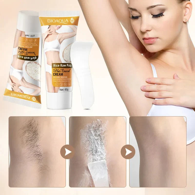 BIOAQUA Rice Raw Pulp Smoothing Hair Removal Cream - 60gm Bioaqua