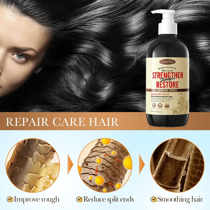 SADOER Black Castor Oil Strengthen Shampoo -  500ml Sadoer