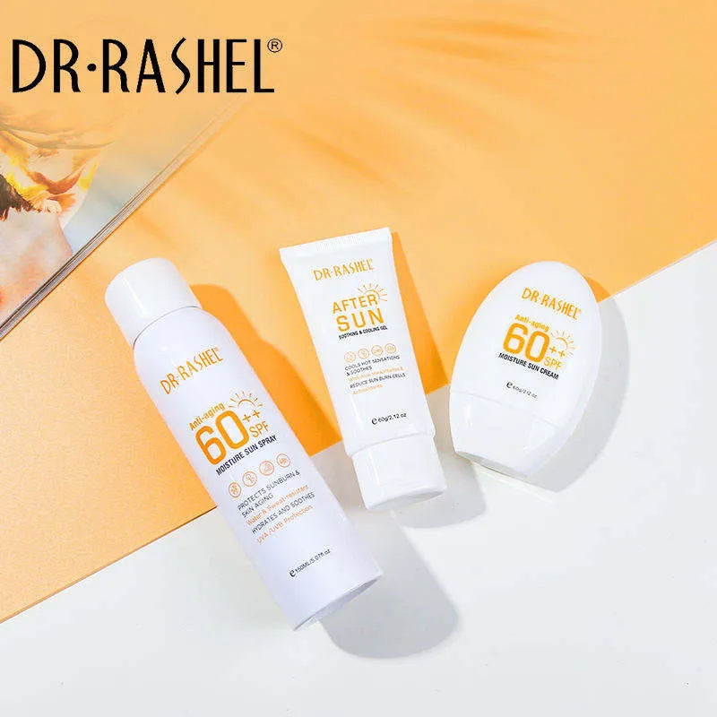 DR.Rashel 3 PC Anti-Aging And Moisture Sun Spray Sunscreen & After Sun Soothing And Cooling Gel DR.Rashel