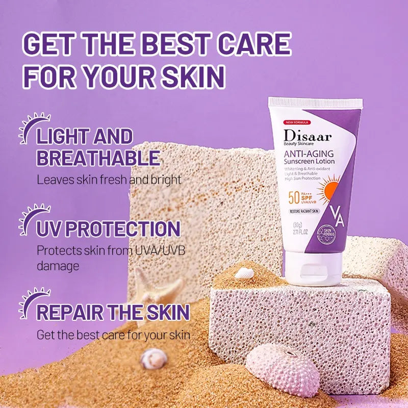 Disaar Anti-Aging Sunscreen Lotion SPF 50 UV Protection – 80g DISAAR