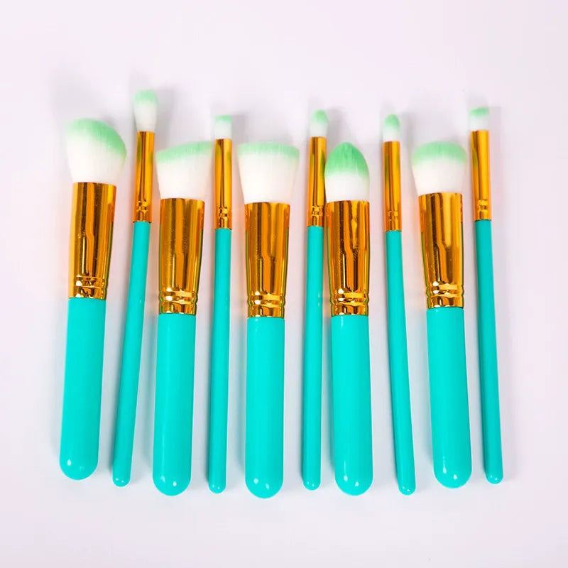 10Pcs Makeup Brush Set Soft Nylon Hair Vegan Cosmia.pk