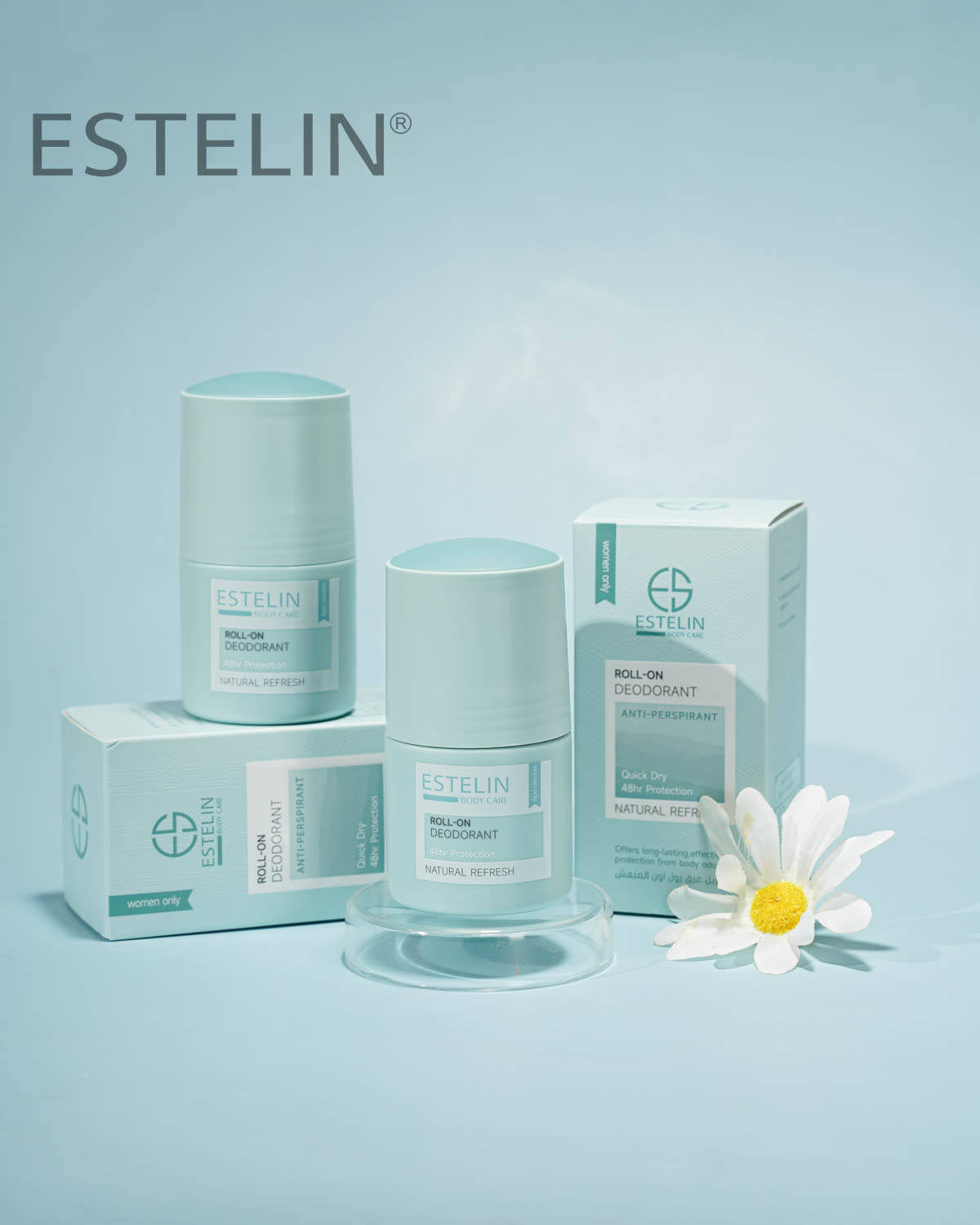 ESTELIN Anti Perspirant Roll on Deodorant – Natural Refresh – 48Hr  Protection - 50ml Estelin