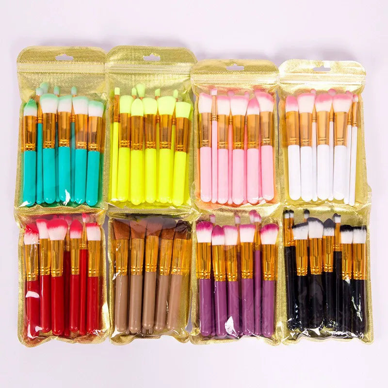 10Pcs Makeup Brush Set Soft Nylon Hair Vegan Cosmia.pk