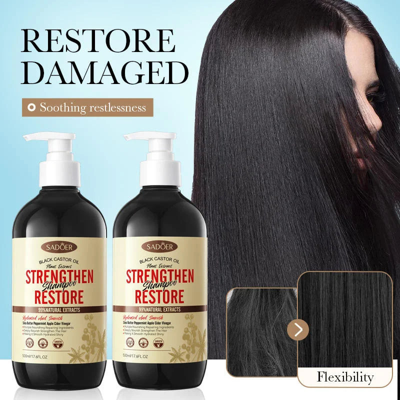 SADOER Black Castor Oil Strengthen Shampoo -  500ml Sadoer
