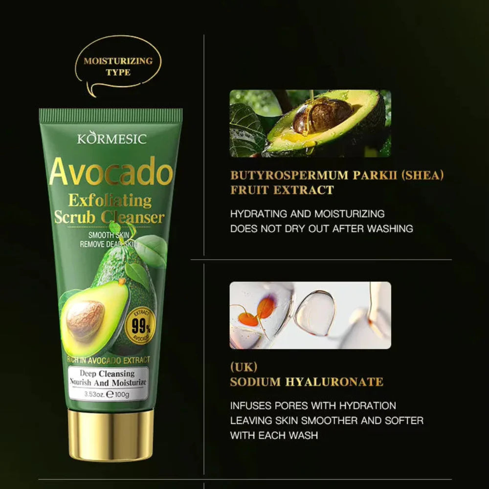 KORMESIC Avocado Exfoliating Scrub Facial Cleanser - 100g KORMESIC