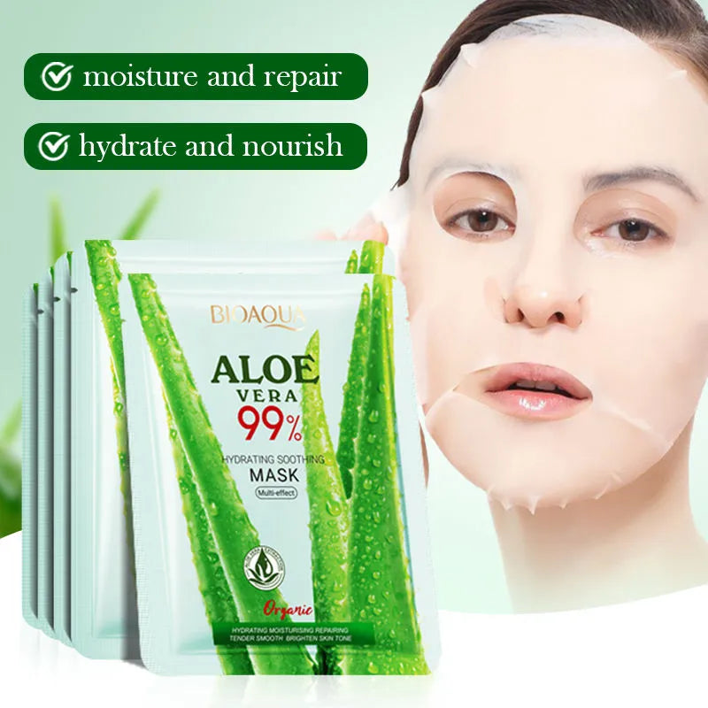 BIOAQUA 99% Aloe Vera Hydrating Soothing Mask - Multi-Effect Facial Mask - 25g Bioaqua
