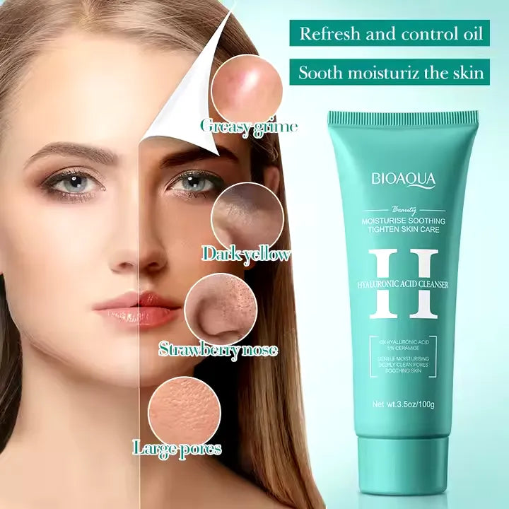 BIOAQUA Hyaluronic Acid Deep Cleaning Acne Oil Control Facial Cleanser - 100g Bioaqua