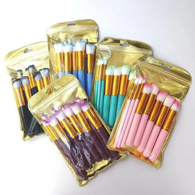 10Pcs Makeup Brush Set Soft Nylon Hair Vegan Cosmia.pk