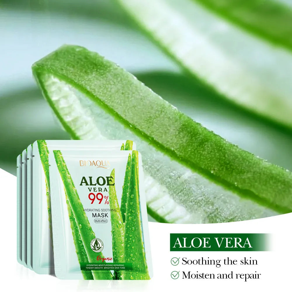 BIOAQUA 99% Aloe Vera Hydrating Soothing Mask - Multi-Effect Facial Mask - 25g Bioaqua