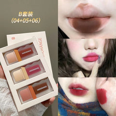 HERORANGE 3pcs New Cocoa Maillard Matte Lip Gloss Set HERORANGE