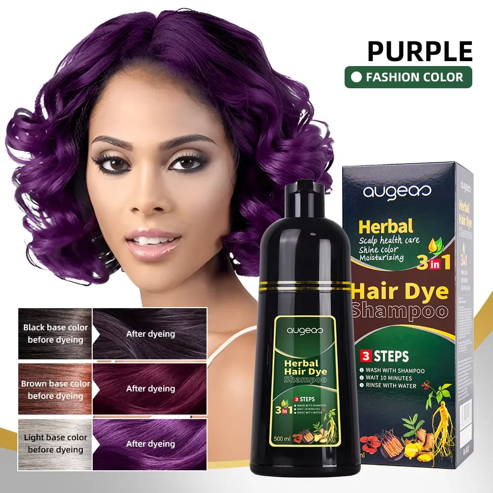 AUGEAS 3-in-1 Herbal Hair Purple Color Shampoo – 500ml Augeas