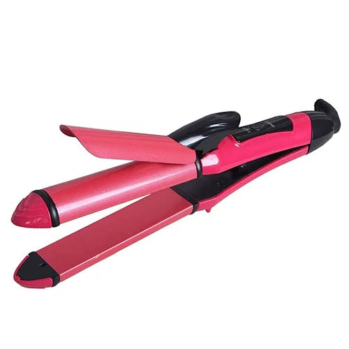 Kemei 2 in 1 Hair Straightener and Curling Iron Clipper Wand Kemei