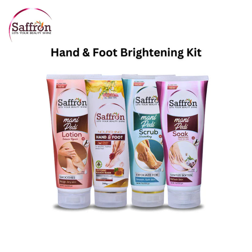 Saffron Hand & Foot Brightening Kit - 4-Step Mani Pedi Care Saffron