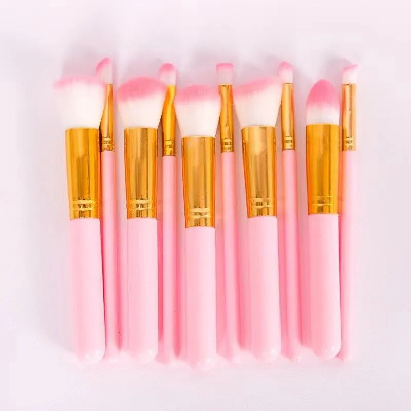 10Pcs Makeup Brush Set Soft Nylon Hair Vegan Cosmia.pk