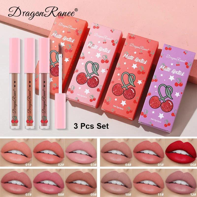 3 Pcs Dragon Ranee Ice Love Little Smoke Tube Lipstick Dragon Ranee