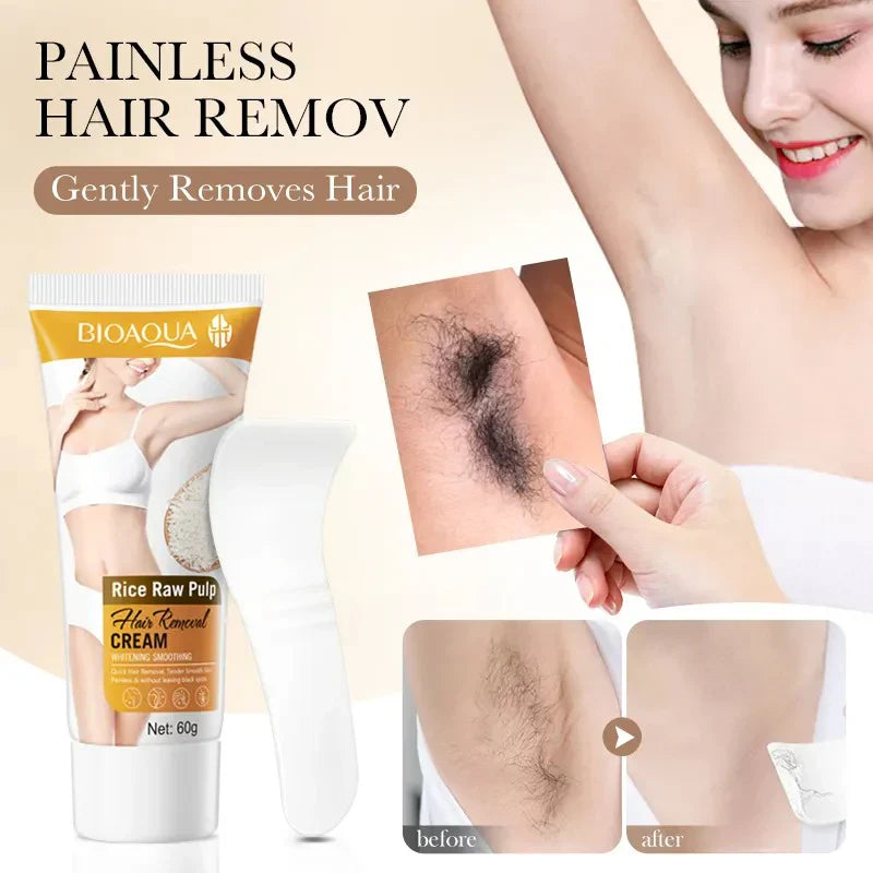 BIOAQUA Rice Raw Pulp Smoothing Hair Removal Cream - 60gm Bioaqua