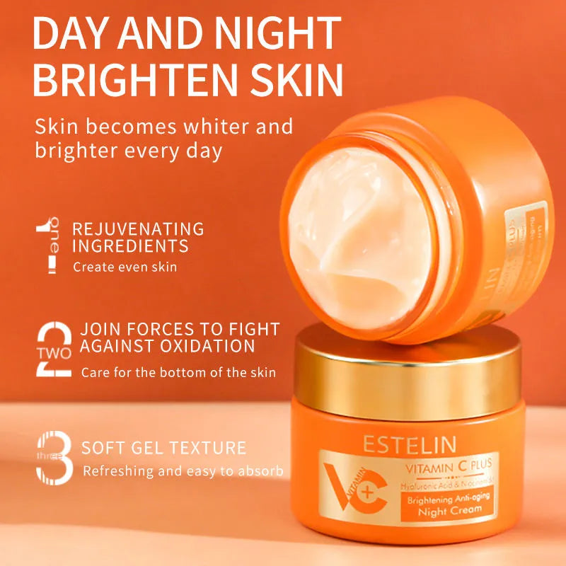 ESTELIN Vitamin C Plus Hyaluronic Acid Niacinamide Night Cream - 50g Estelin