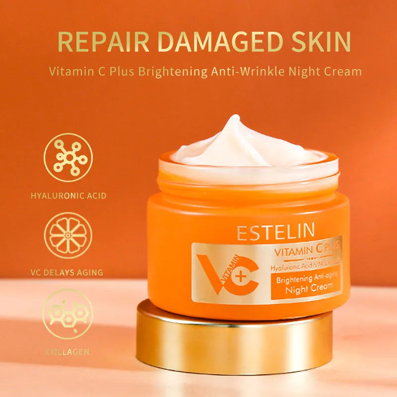 ESTELIN Vitamin C Plus Hyaluronic Acid Niacinamide Night Cream - 50g Estelin