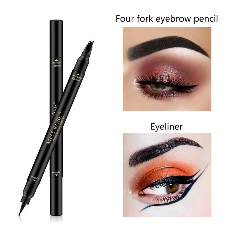 MISS ROSE Double Head 4 Fork Eyebrow Pencil 2 in 1 Black Miss Rose