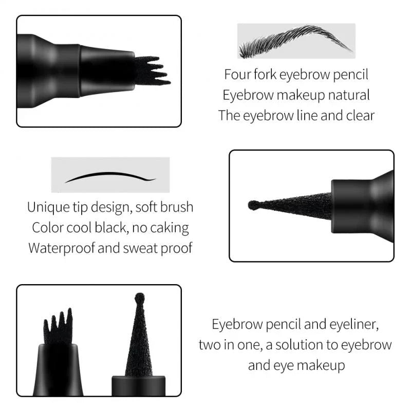 MISS ROSE Double Head 4 Fork Eyebrow Pencil 2 in 1 Black Miss Rose