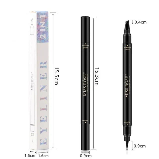 MISS ROSE Double Head 4 Fork Eyebrow Pencil 2 in 1 Black Miss Rose