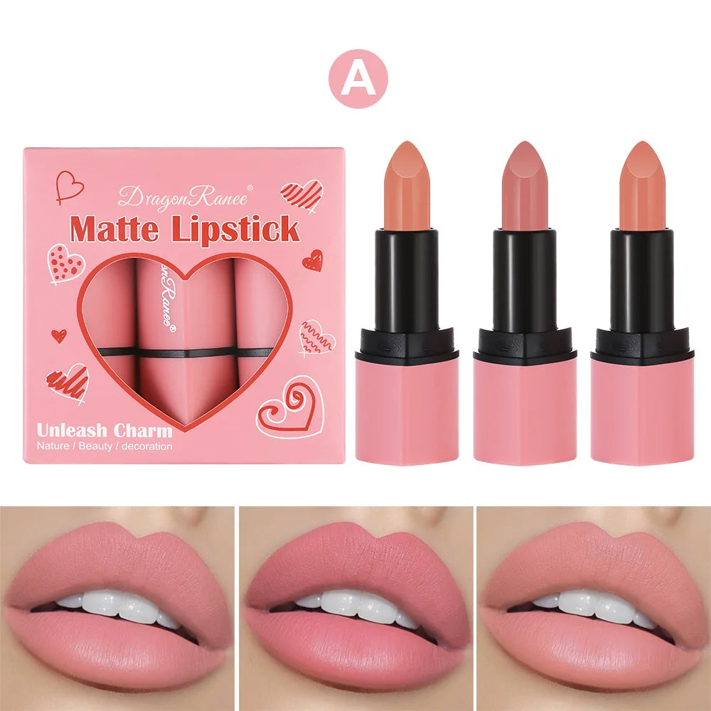 3Pcs Dragon Ranee Matte Unleash Lipstick Dragon Ranee