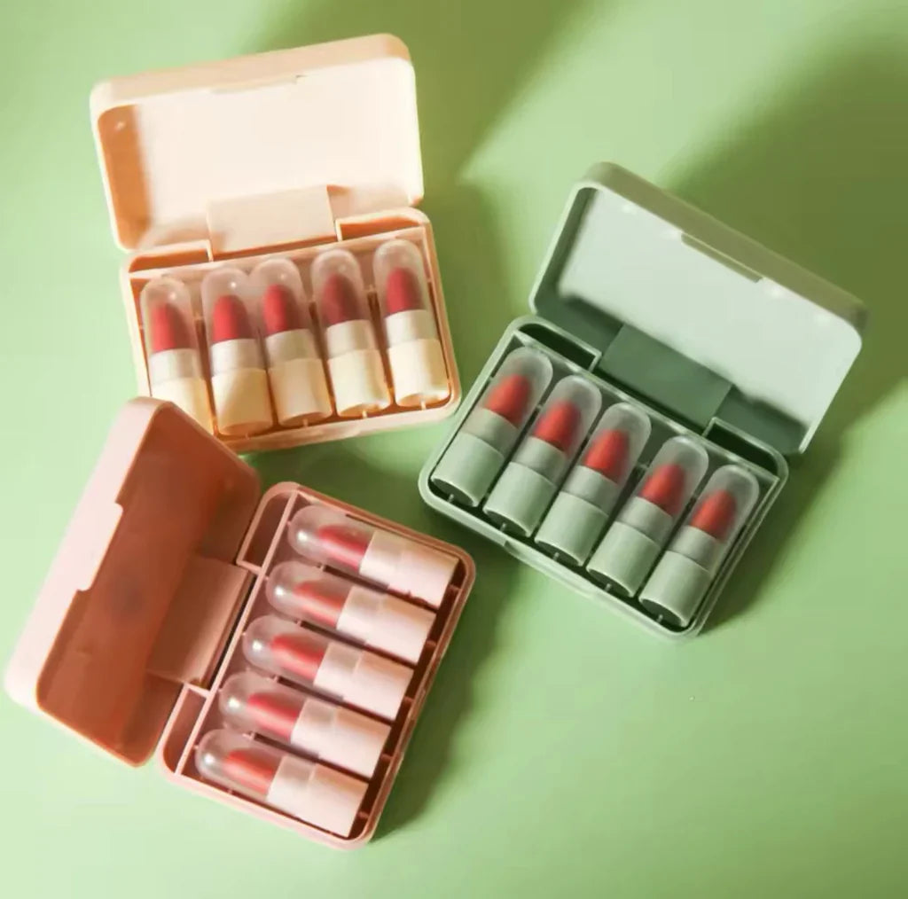 HengFang 5Pcs Long Lasting Moiturizing Matte Mini Lipistick Set Heng Fang