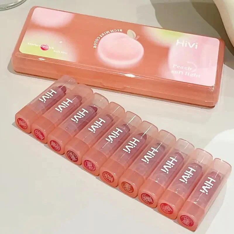 HiVi 10 Pcs Peach Soft Light Matte Lipstick Set Hivi