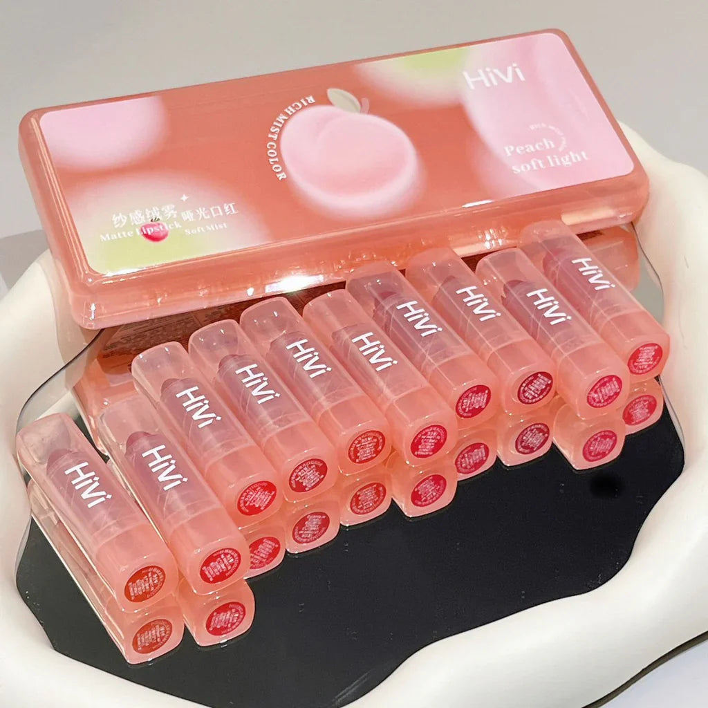 HiVi 10 Pcs Peach Soft Light Matte Lipstick Set Hivi