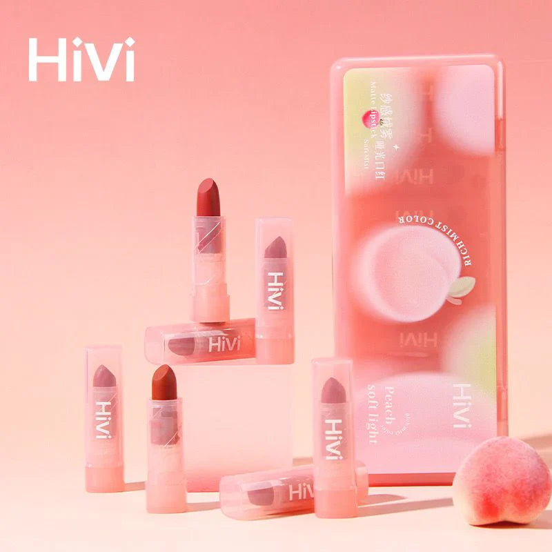 HiVi 10 Pcs Peach Soft Light Matte Lipstick Set Hivi