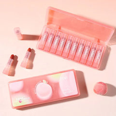 HiVi 10 Pcs Peach Soft Light Matte Lipstick Set Hivi